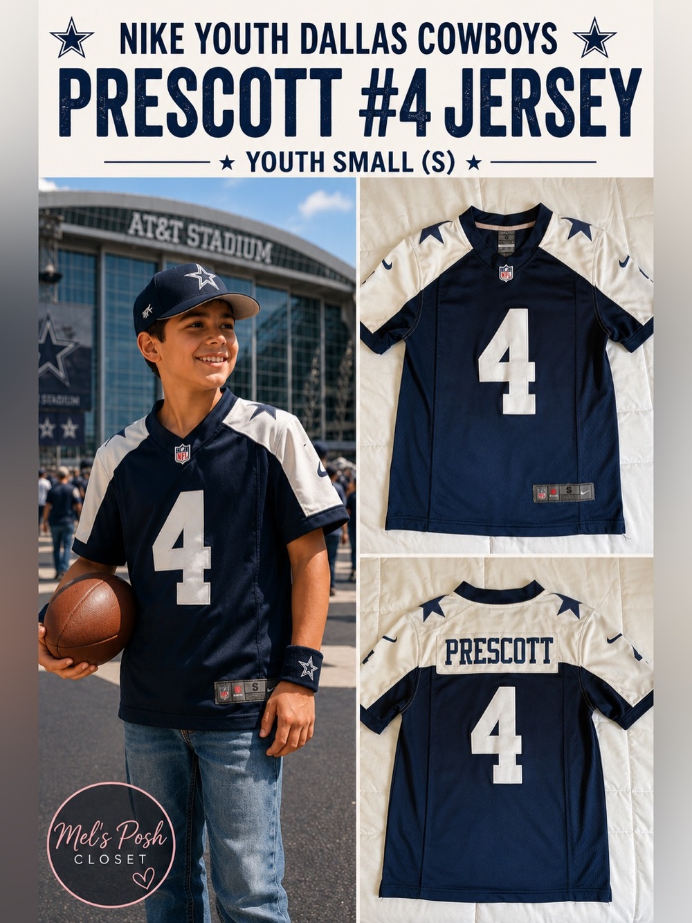 🏈 Official Nike NFL Dallas Cowboys Dak Prescott #4 Youth Jersey – Size Small (S)